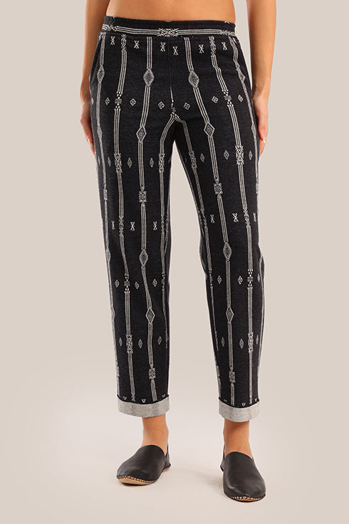 Striped jacquard pants with narrow-bottom